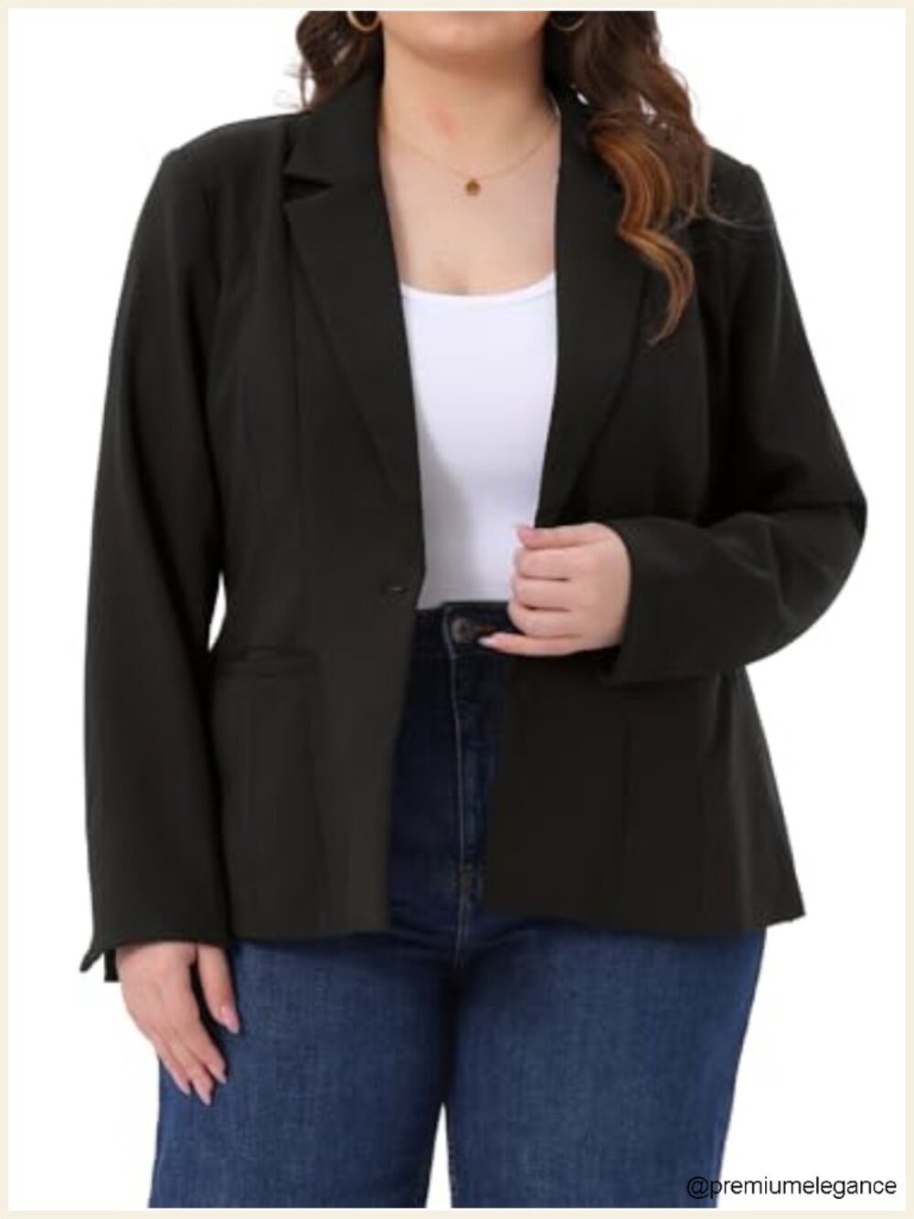 Plus Size Blazer Long Sleeve Notched Lapel Single Button Work Business Casual